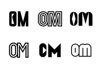 Set of letter OM logos. Abstract logos collection with letters. Geometrical abstract logos