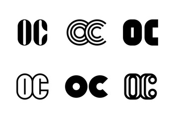 Set of letter OC logos. Abstract logos collection with letters. Geometrical abstract logos