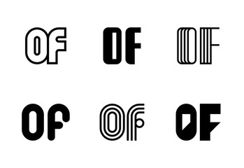 Set of letter OF logos. Abstract logos collection with letters. Geometrical abstract logos