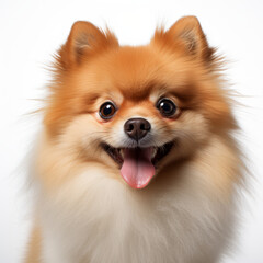 Obraz premium Smiling Pomeranian Dog with White Background - Isolated Image