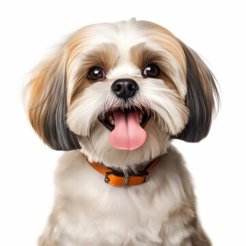 Smiling Shih Tzu Dog with White Background - Isolated Image