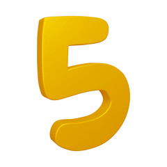 3d number 5 design in golden color for math, business and education concept