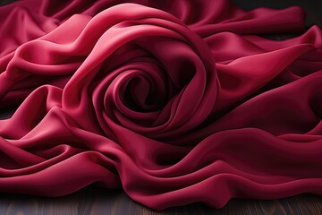 Red satin fabric. 3d render illustration