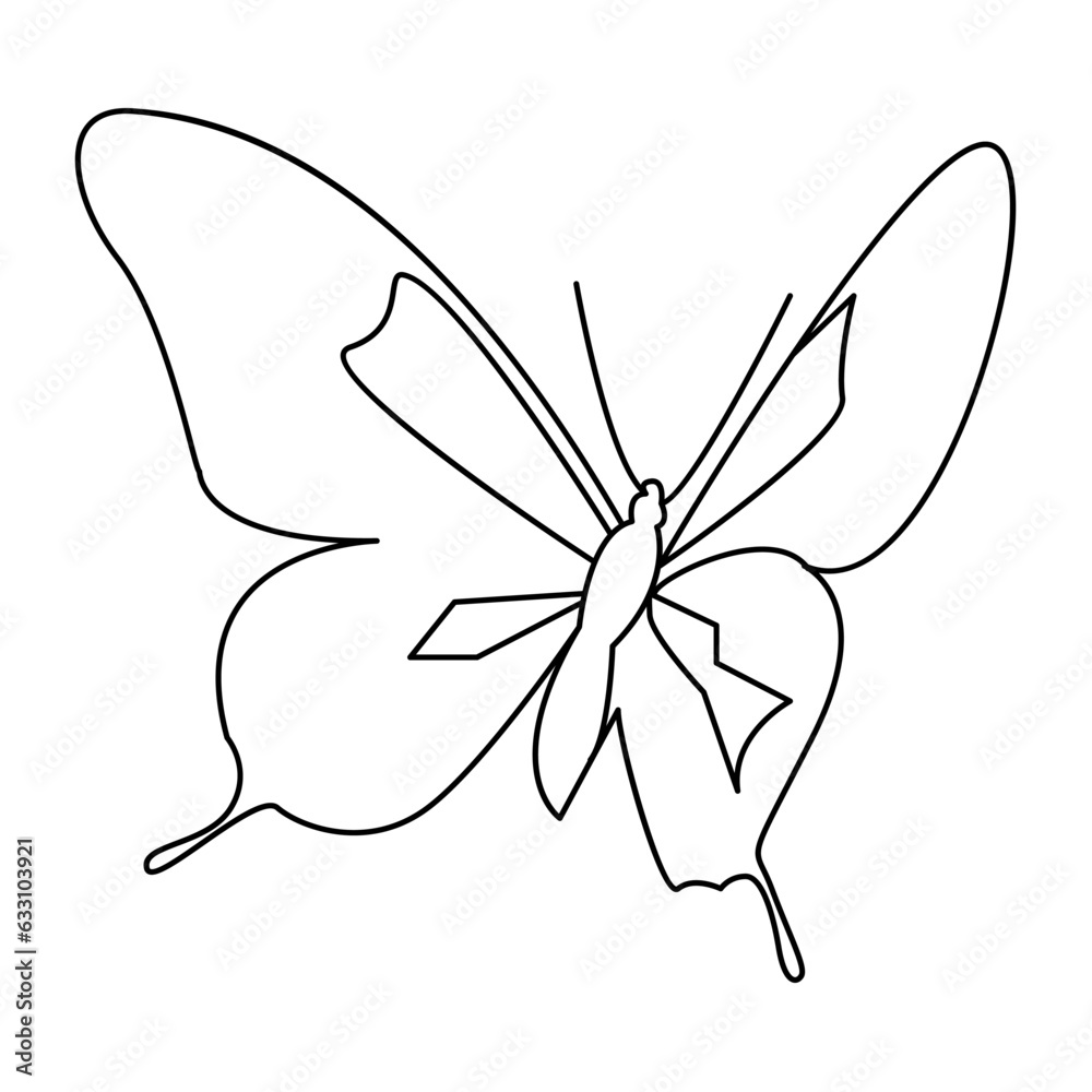 Wall mural Continuous one line drawing of butterfly bird  vector illustration design