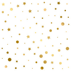 Confetti Polka Dots and Stars Golden Pattern