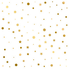 Confetti Polka Dots and Stars Golden Pattern