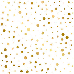 Confetti Polka Dots and Stars Golden Pattern