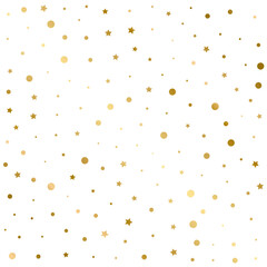 Confetti Polka Dots and Stars Golden Pattern
