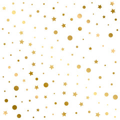 Confetti Polka Dots and Stars Golden Pattern