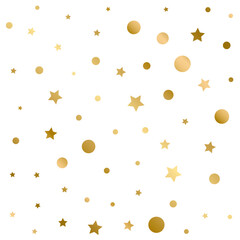 Confetti Polka Dots and Stars Golden Pattern