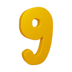 3d number 9 design in golden color for math, business and education concept