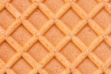 Macro view of spelt waffle with a grid pattern
