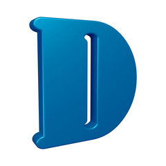 3D alphabet letter d in blue color for education and text concept