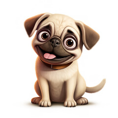 cute pug cartoon clipart style vector illustrator hd resolution large size quality ai gen 