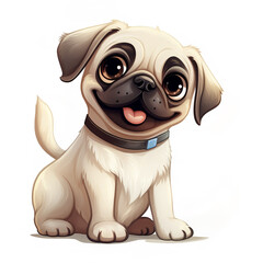 cute pug cartoon clipart style vector illustrator hd resolution large size quality ai gen 