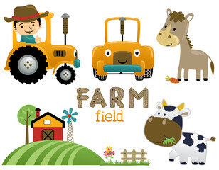 Set of farming element cartoon