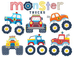 Set of monster truck cartoon vector © Bhonard21