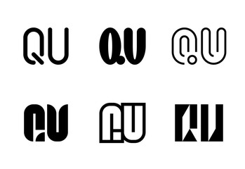 Set of letter QU logos. Abstract logos collection with letters. Geometrical abstract logos