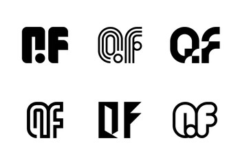Set of letter QF logos. Abstract logos collection with letters. Geometrical abstract logos