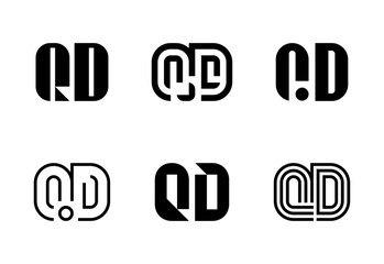 Set of letter QD logos. Abstract logos collection with letters. Geometrical abstract logos