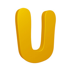 3D alphabet letter u in golden color for education and text concept