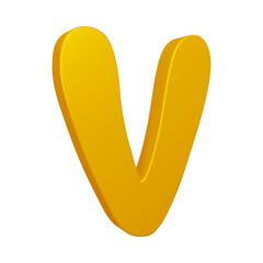 3D alphabet letter v in golden color for education and text concept
