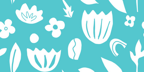 Vector seamless minimalistic pattern with abstract plants. For printing and design on fabric, paper, wallpaper, etc.