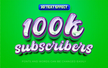 100K Subscribers celebration 3d editable text effect style