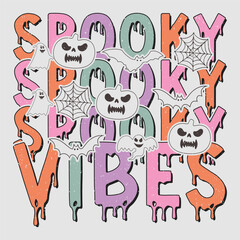 Spooky Vibes Halloween SVG T-Shirt Sublimation Design Vector Graphic