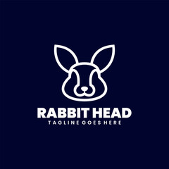 rabbit head illustration line art logo design