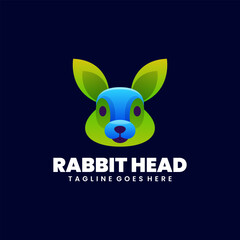 rabbit head illustration logo design colorful