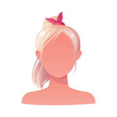 Woman Hairstyle with Long Blonde Hair Ponytail Type with Head and Neck Portrait Vector Illustration