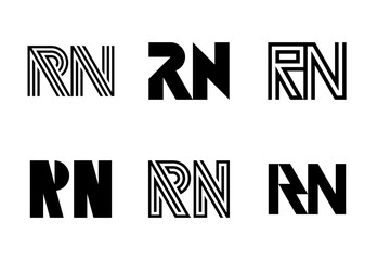 Set of letter RN logos. Abstract logos collection with letters. Geometrical abstract logos