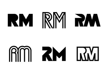 Set of letter RM logos. Abstract logos collection with letters. Geometrical abstract logos