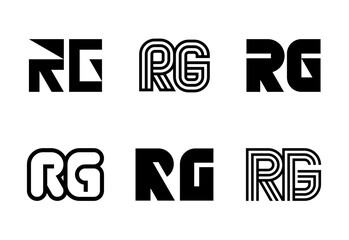 Set of letter RG logos. Abstract logos collection with letters. Geometrical abstract logos