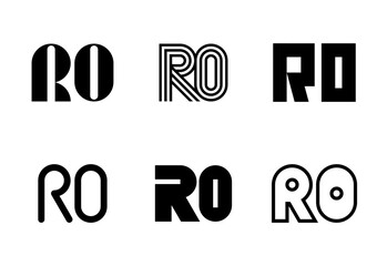 Set of letter RO logos. Abstract logos collection with letters. Geometrical abstract logos