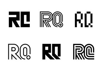Set of letter RQ logos. Abstract logos collection with letters. Geometrical abstract logos