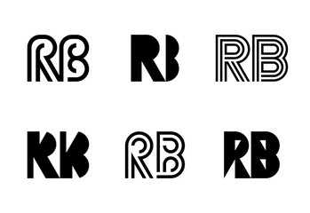 Set of letter RB logos. Abstract logos collection with letters. Geometrical abstract logos