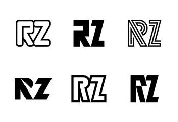 Set of letter RZ logos. Abstract logos collection with letters. Geometrical abstract logos