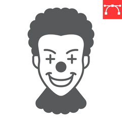 Clown glyph icon, halloween and holiday, joker vector icon, circus person vector graphics, editable stroke solid sign, eps 10.