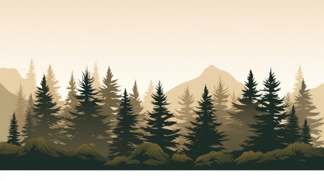 Seamless pattern with silhouettes of trees on background