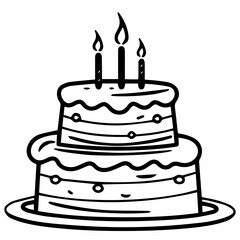 birthday cake outline drawing