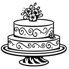 birthday cake outline drawing