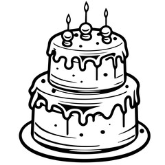 birthday cake outline drawing