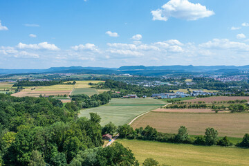 aerial shot of the landscape aroung nürtingen in germany