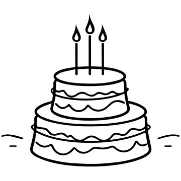 birthday cake outline drawing