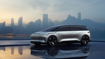 Rain-Kissed Electric MPV