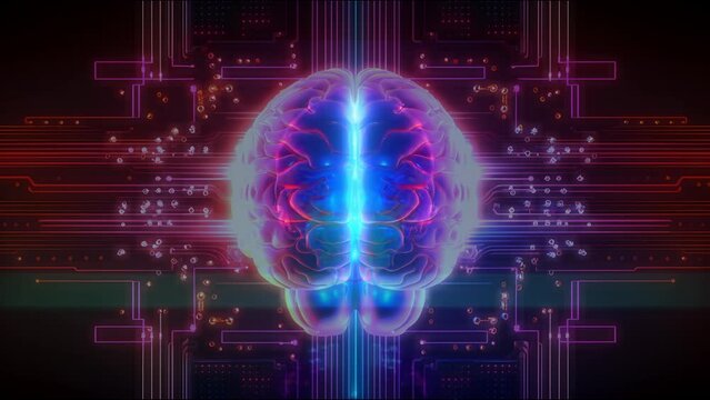 Futuristic electric brain waves in neon colors.