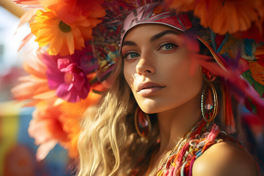Retrato de chica con tocado de flores 
