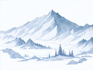 Mountains landscape. AI generated illustration